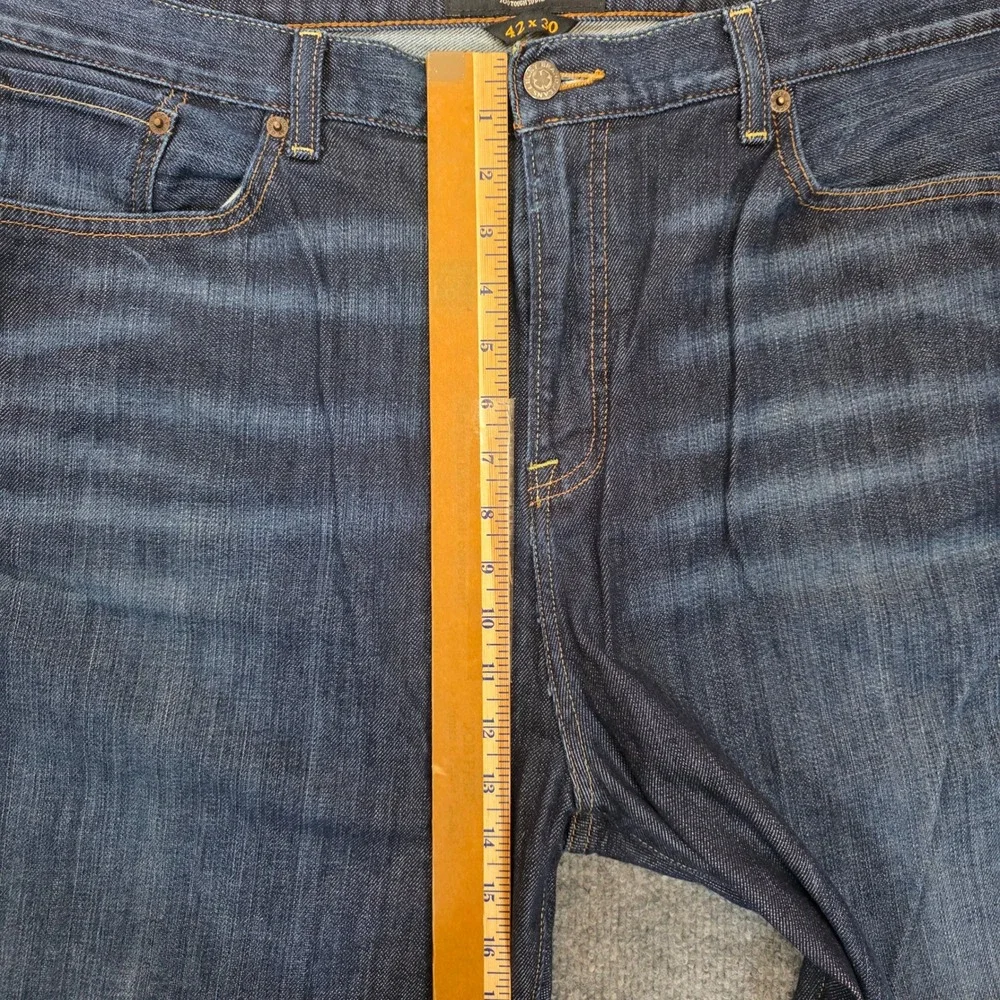 Lucky Brand Classic Straight Jeans Mens 42x30 Blue Denim Stretch Dark Wash